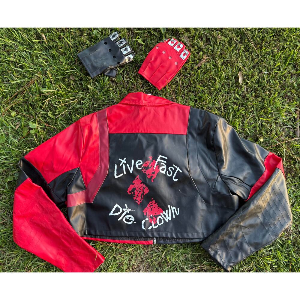 Harley Quinn Suicide Squad Costume Jacket Youth XL/Adult S Cropped + Gloves